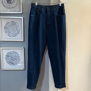 Vintage 80's Sasson Cuffed High Waist Side Button Balloon Taper Leg Jeans Sz 11